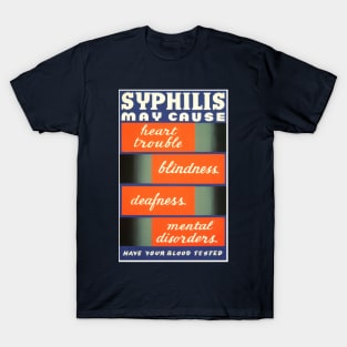 Restored WPA Public Health Poster for Syphilis Awareness - Blue T-Shirt